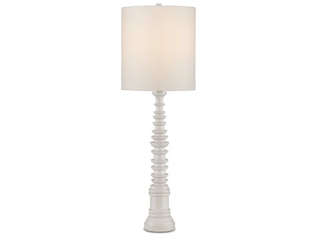 Currey & Company Malayan Whitewash White Linen Buffet Lamp