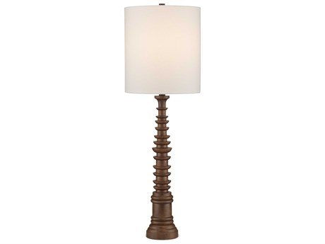 Currey & Company Malayan Natural White Linen Brown Buffet Lamp