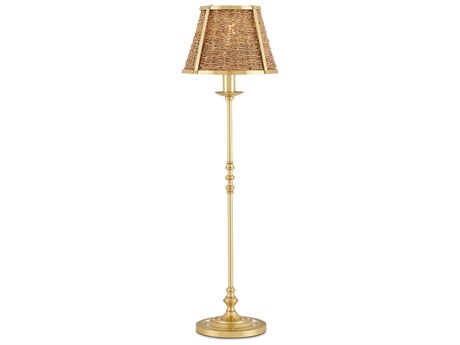 Currey & Company Deauville Polished Brass Natural Seagrass Buffet Lamp