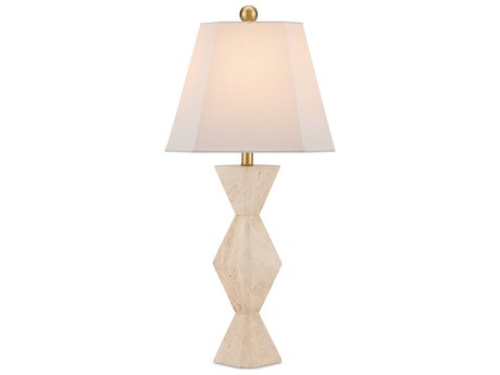 Currey & Company Estelle Natural Bone Linen White Buffet Lamp