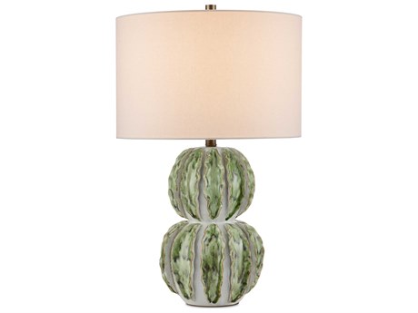 Currey & Company Kolonos White Green Off Linen Buffet Lamp