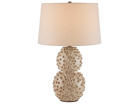 Currey & Company Barnacle Ivory Brown Flax Linen Buffet Lamp