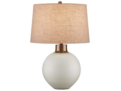 Currey & Company Olano Metallic Gold Natural Linen White Buffet Lamp