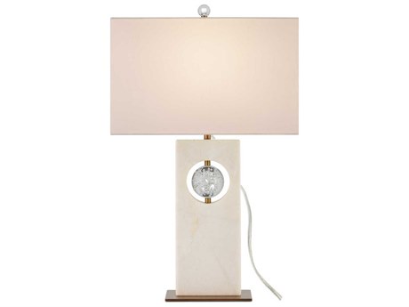 Currey & Company Radiant White Antique Brass Natural Linen Buffet Lamp