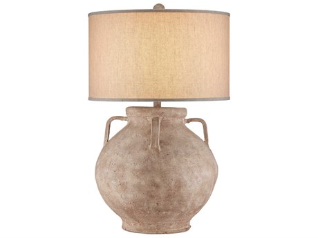 Currey & Company Pompeii Brownish Gray Tan Linen Buffet Lamp