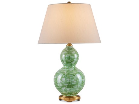 Currey & Company Eau de Nil Green Textured Antique Gold Leaf Buffet Lamp