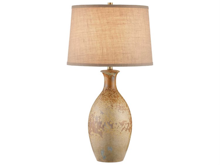 Photos - Floodlight / Street Light Buffet Currey & Company Stellata Ochre White Burlap Brown Lamp 6000-1037