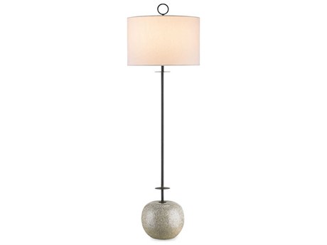 Currey & Company Atlas Blacksmith Console polished Concrete Brass Table Lamp