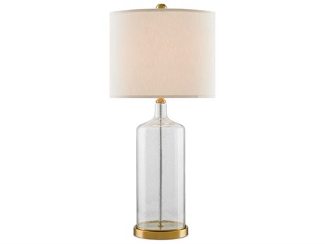 Currey & Company Hazel Clear Bubbled Glass Brass Table Lamp