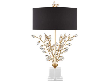 Currey & Company Forget-Me-Not Chinois Gold Leaf clear Buffet Lamp