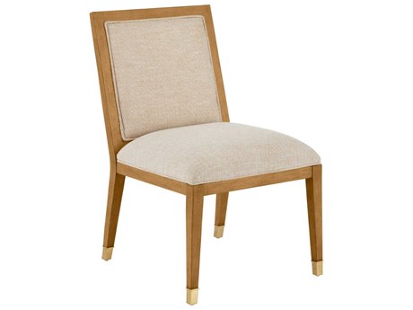 Currey & Company Santos Mahogany Wood Brown Upholstered Side Dining Chair