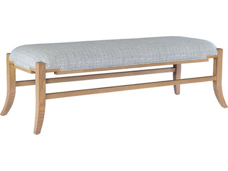 Currey & Company Melanie 58" Blonde Ash Wood Brown Upholstered Accent Bench