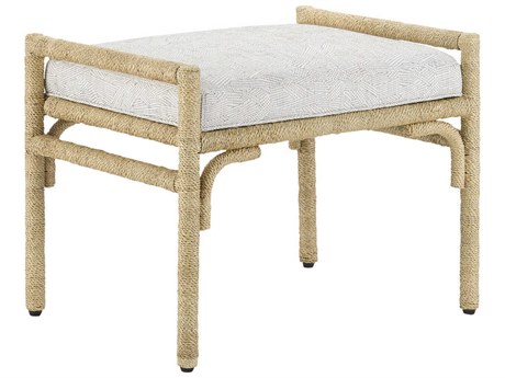 Currey & Company Olisa Natural Brown Upholstered Ottoman