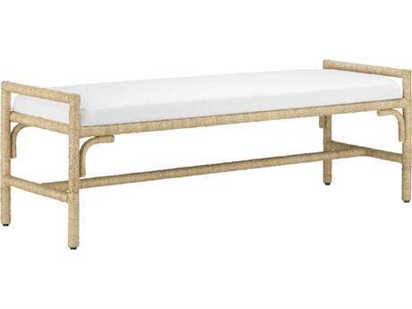 Currey & Company Olisa Natural Brown Upholstered Accent Bench