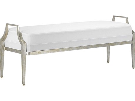 Currey & Company Torrey Silver Granello White Upholstered Accent Bench