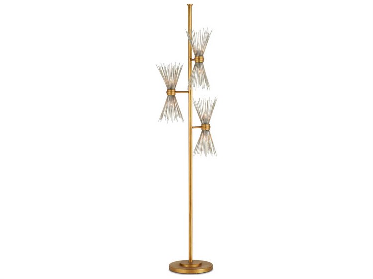 Photos - Floodlight / Street Light Leaf Currey & Company Novatude Gold Floor Lamp in Antique  Contemporary Silver 8000-0046 