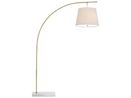 Currey & Company Cloister Antique Brass White Floor Lamp