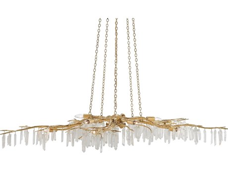 Currey & Company Forest 10-Light Washed Lucerne Gold Natural Chandelier
