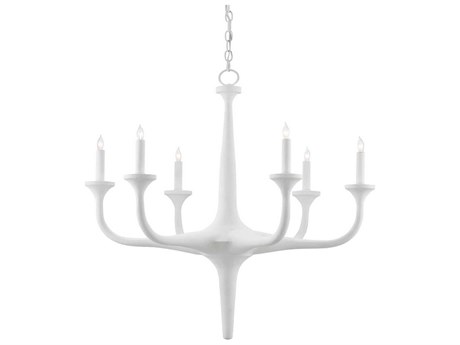 Currey & Company Albion 6-Light Gesso White Candelabra Chandelier