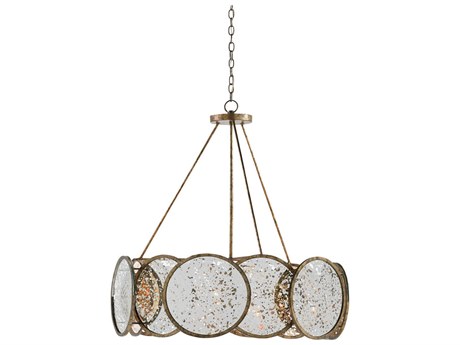 Currey & Company Oliveri 6-Light Pyrite Bronze Raj Mirror Glass Pendant