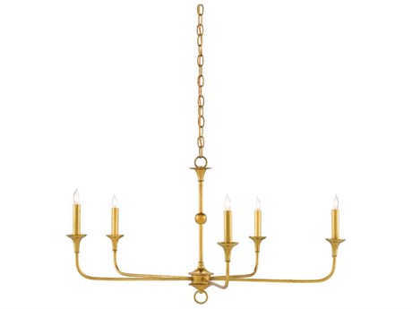 Currey & Company Nottaway 5-Light Contemporary Gold Leaf Chandelier