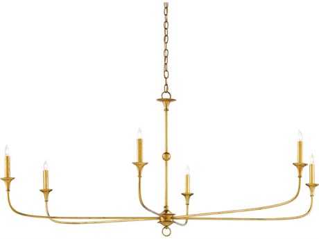 Currey & Company Nottaway 6-Light Contemporary Gold Leaf Candelabra Chandelier