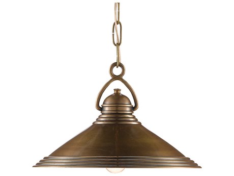 Currey & Company Weybright 1-Light Vintage Brass Bell Pendant
