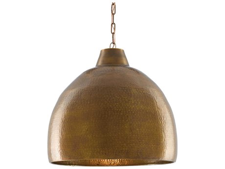 Currey & Company Earthshine 1-Light Vintage Brass Bell Pendant