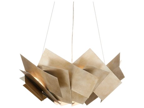 Currey & Company Artiste 3-Light Silver Leaf Pendant