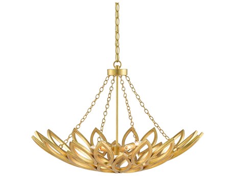 Currey & Company Allemande 4-Light Contemporary Gold Leaf Bowl Pendant