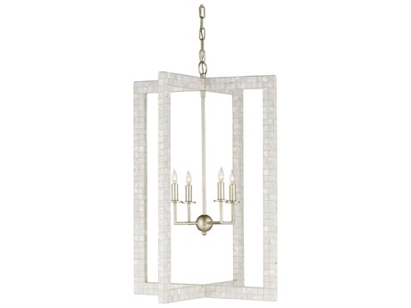 Currey & Company Arietta 4-Light Silver Candelabra Geometric Chandelier