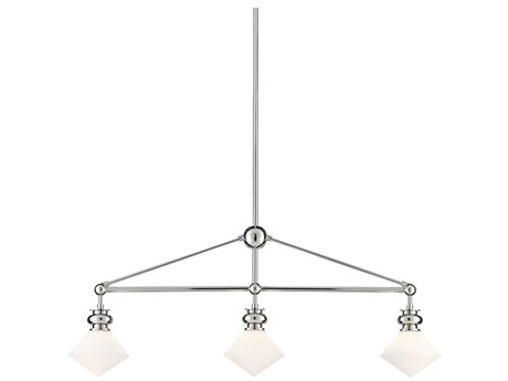 Currey & Company Rycroft 3-Light Polished Nickel White Island Pendant