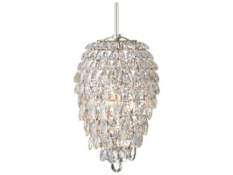 Currey & Company Aisling 1-Light Polished Nickel Crystal Bell Mini Pendant