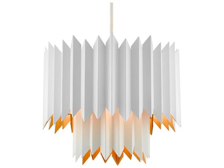 Currey & Company Syrie 5-Light Sugar White Painted Contemporary Gold Tiered Pendant