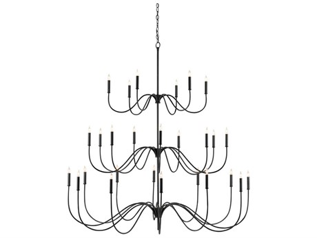 Currey & Company Tirrell 27-Light Antique Black Candelabra Chandelier