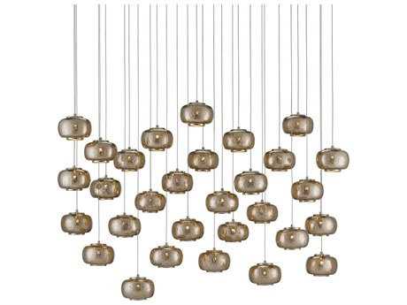 Currey & Company Pepper 30-Light Painted Silver Nickel Globe Island Pendant