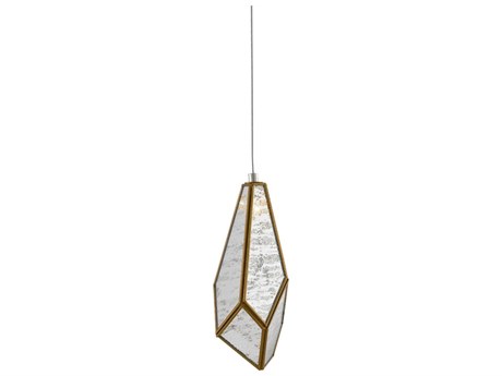 Currey & Company Glace 1-Light Painted Silver Antique Brass Glass Mini Pendant