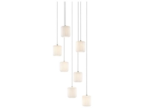 Currey & Company Dove 7-Light Painted Silver White Cylinder Pendant