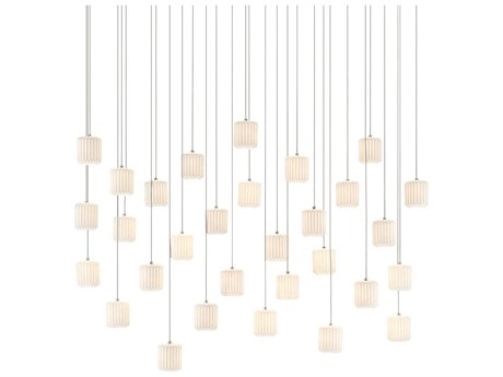 Currey & Company Dove 30-Light Painted Silver White Cylinder Island Pendant
