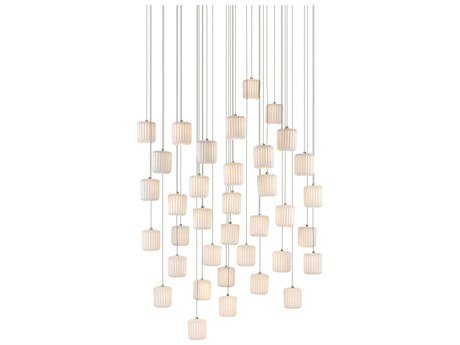 Currey & Company Dove 36-Light Painted Silver White Cylinder Pendant