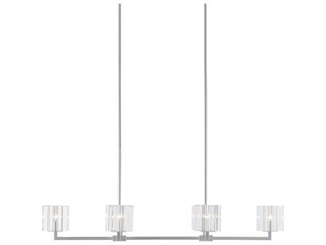 Currey & Company Valerio 6-Light Silver Leaf Crystal Island Pendant