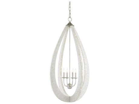 Currey & Company Arietta 4-Light White Pearl Silver Leaf Chandelier
