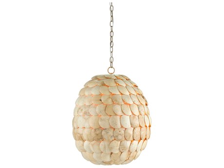 Currey & Company Buko 3-Light Coco Cream White Pendant