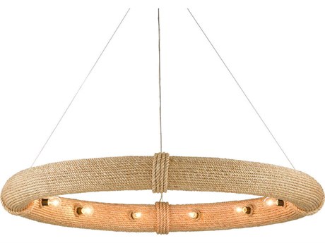 Currey & Company Portmeirion 12-Light Satin Black Abaca Rope Pendant