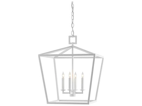 Currey & Company Denison 4-Light Gesso White Chandelier