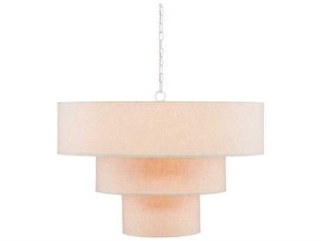 Currey & Company Livello 9-Light White Linen Tiered Pendant