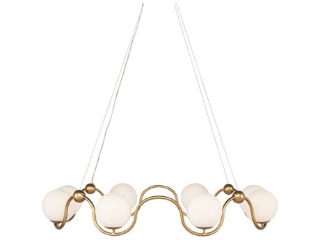 Currey & Company Equilibrium 8-Light Antique Brass White Glass Globe Chandelier