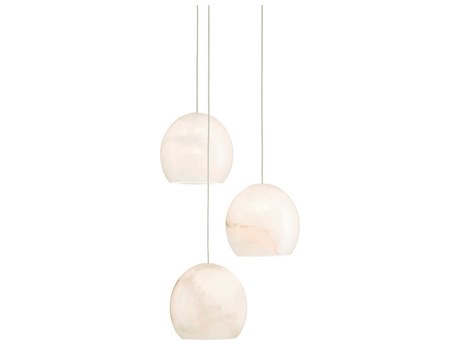 Currey & Company Lazio 3-Light Natural Painted Silver Dome Mini Pendant