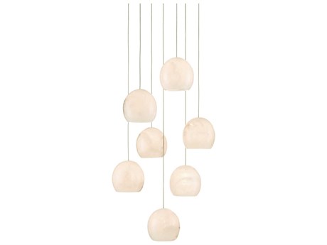 Currey & Company Lazio 7-Light Natural Painted Silver Dome Pendant