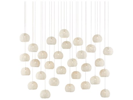 Currey & Company Piero 30-Light White Painted Silver Dome Island Pendant